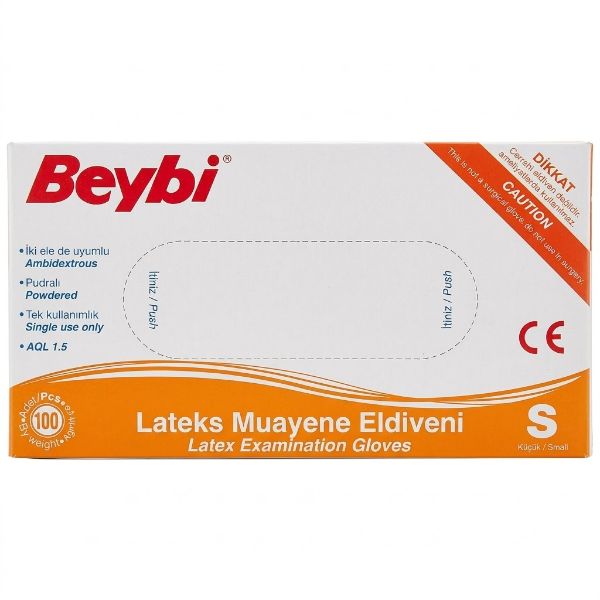 Beybi Lateks Muayene Eldiveni Pudralı Small 100'lü - Eski Ambalaj